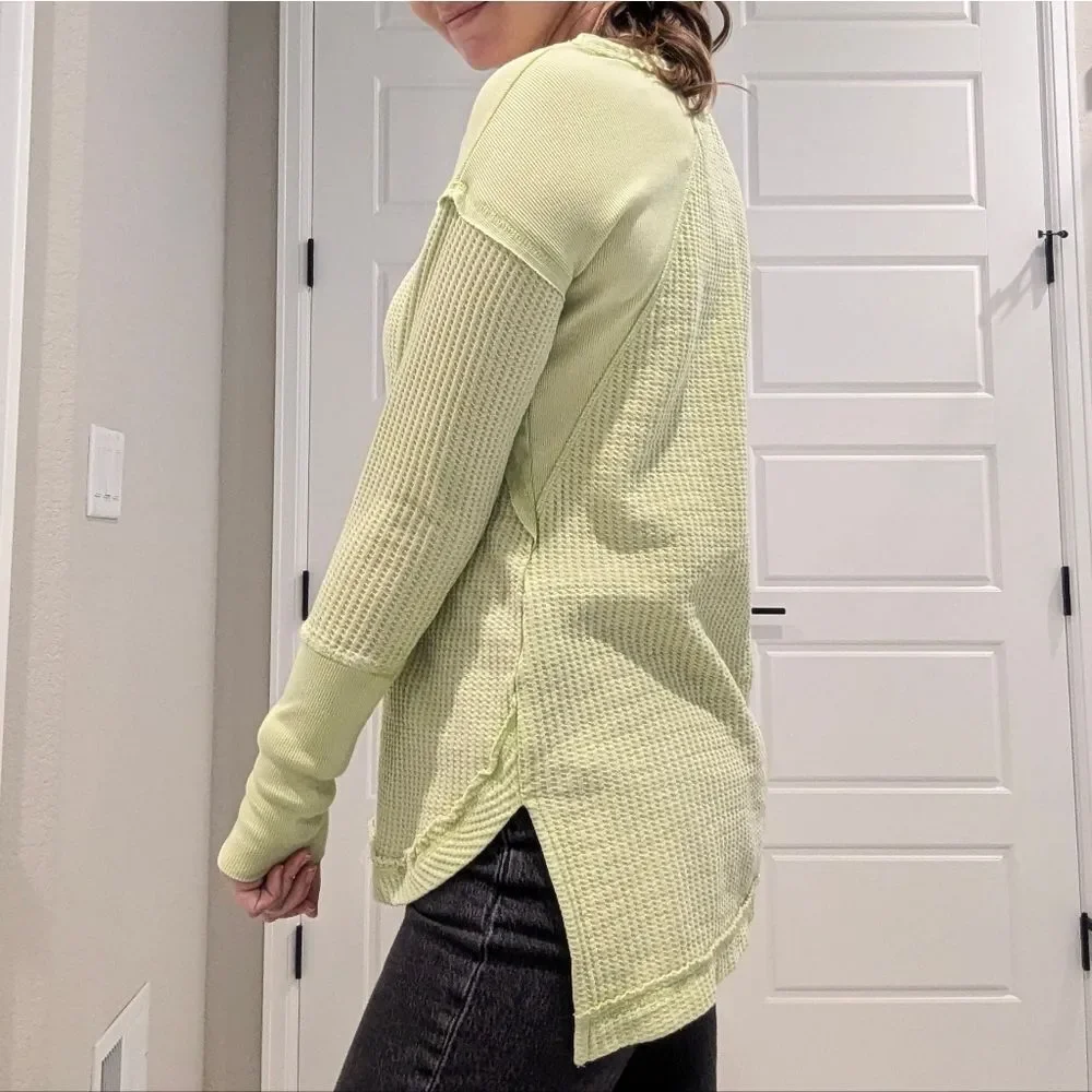 Soft Surroundings Kaydence Waffle Knit Thermal Long Sleeve High Low Tunic Shirt